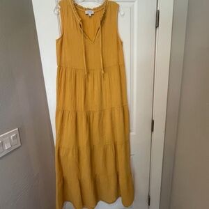 Evereve Cotton Gauze 4-Tiered Sleeveless Maxi Dress Sz S Boho Beachy